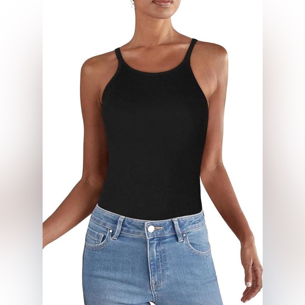Danielle Bernstein black ribbed bodysuit size S